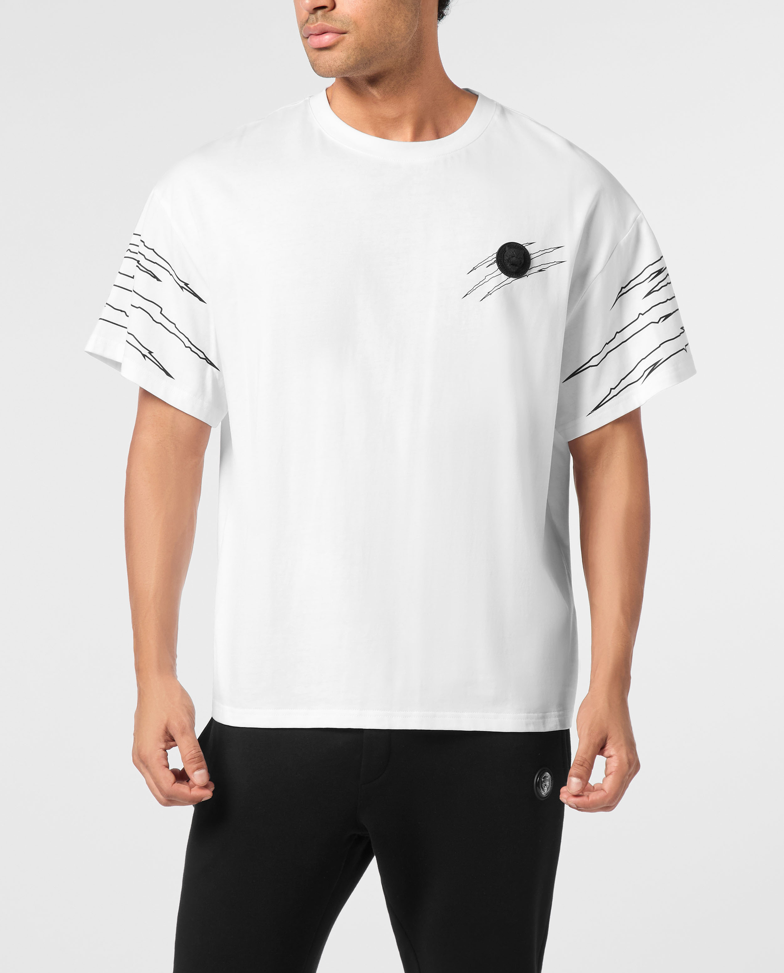 Biała koszulka z okrągłym dekoltem Scratch - Image #0