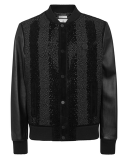 Czarna zamszowa kurtka bomberka Strass - Image #1