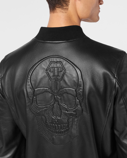 Czarna skórzana bomberka Skull - Image #4