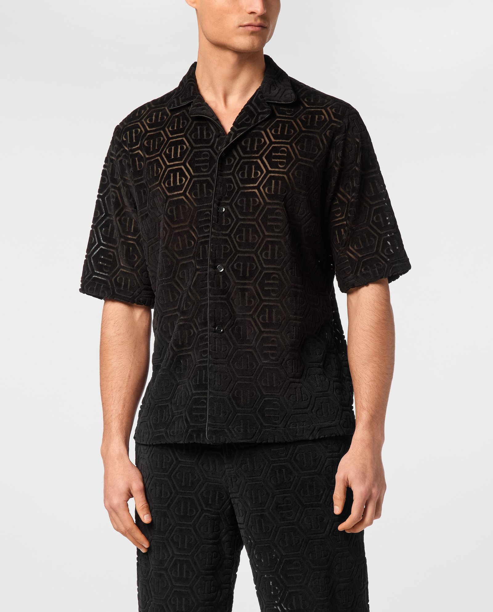 Czarna koszula Jacquard Monogram - Image #0