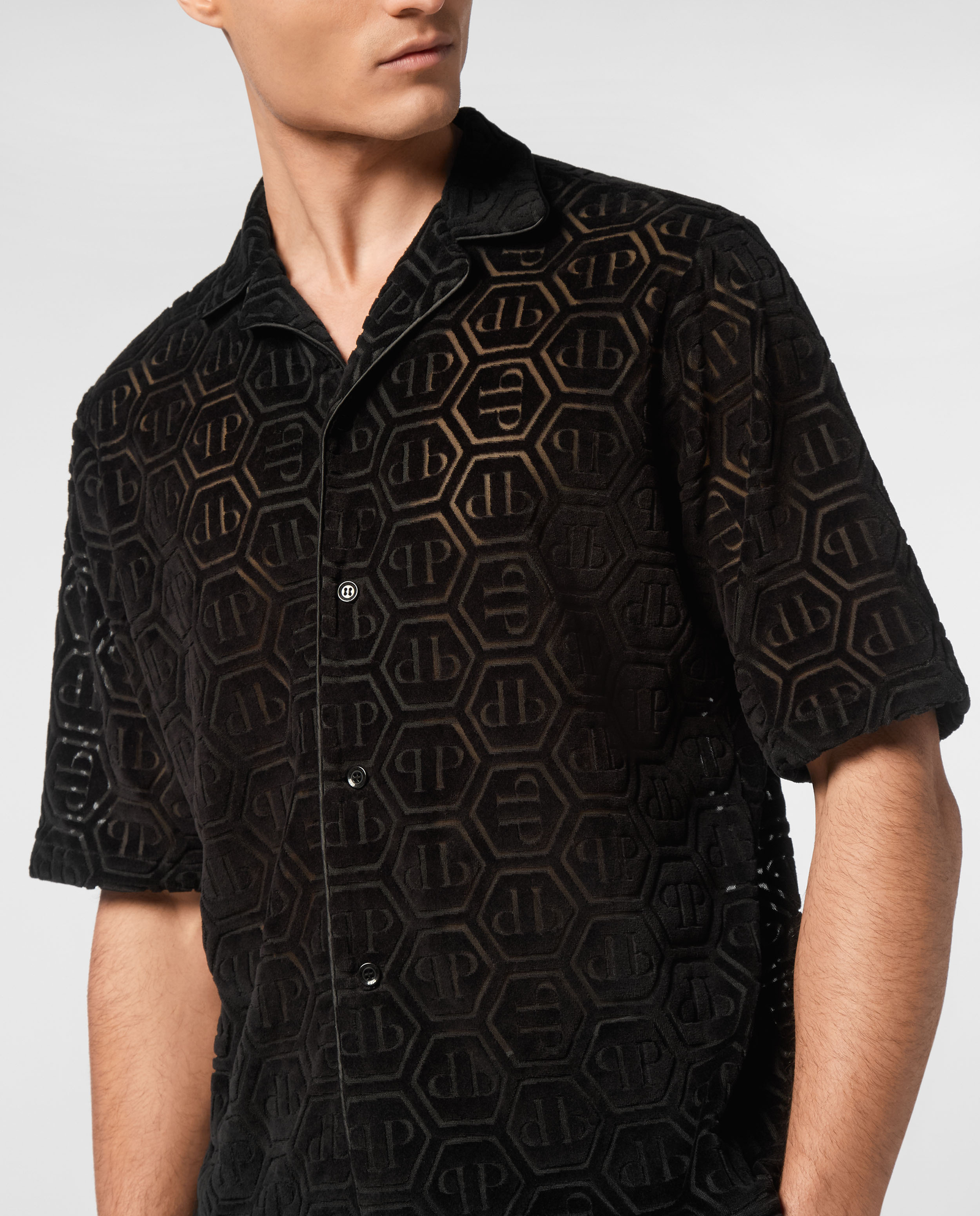 Czarna koszula Jacquard Monogram - Image #4