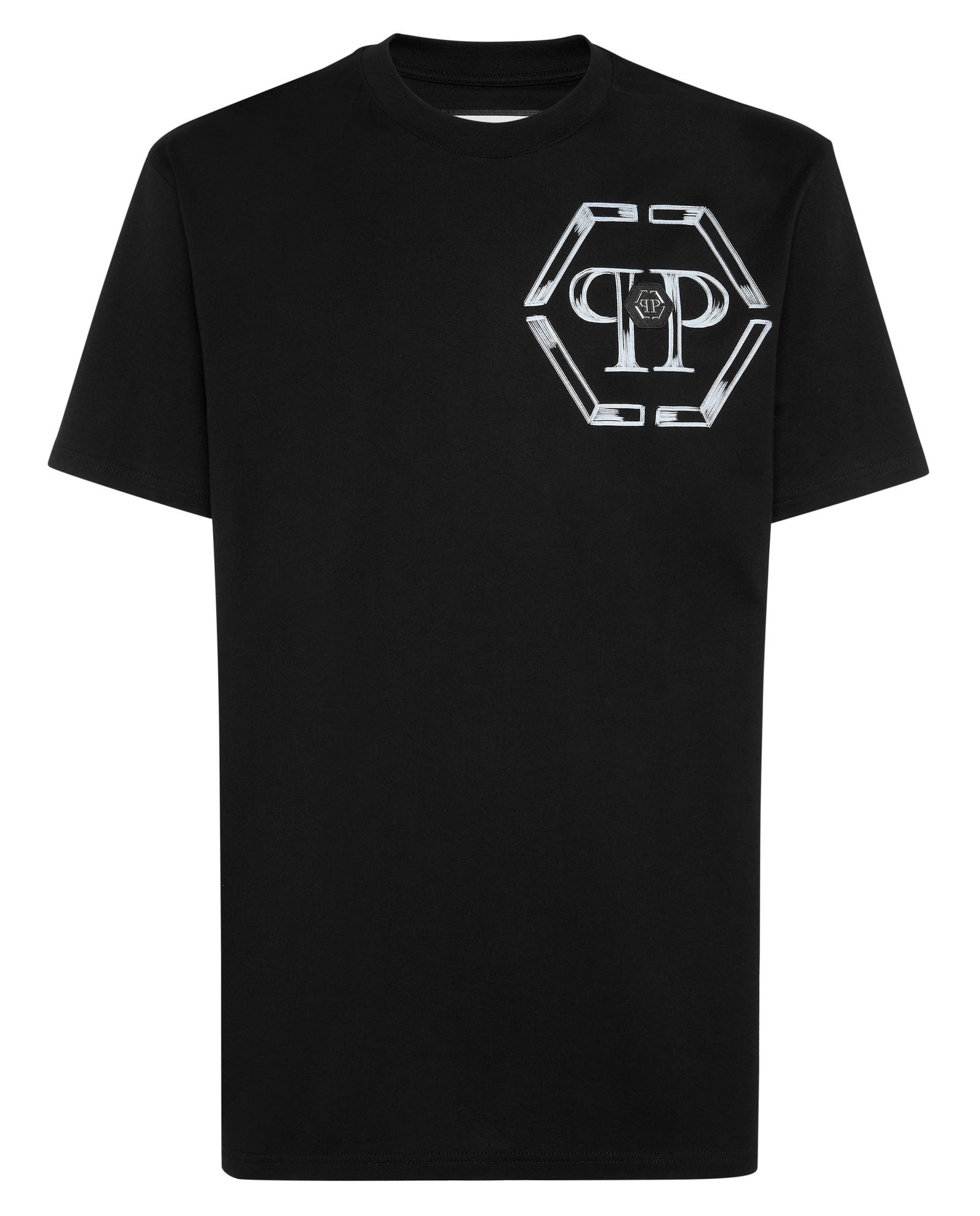 Czarny t-shirt z okrągłym dekoltem - Image #1