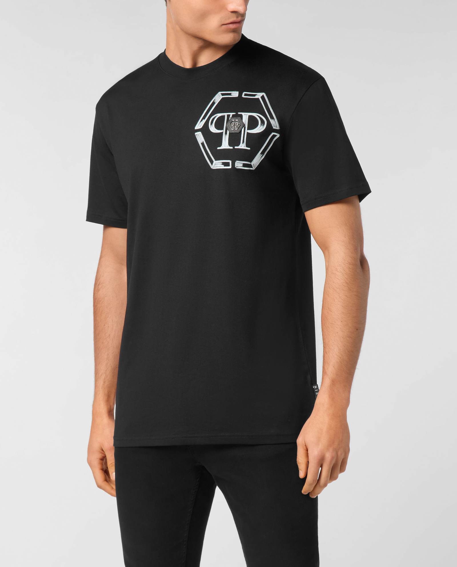 Czarny t-shirt z okrągłym dekoltem - Image #0
