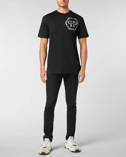 Czarny t-shirt z okrągłym dekoltem - Image #4