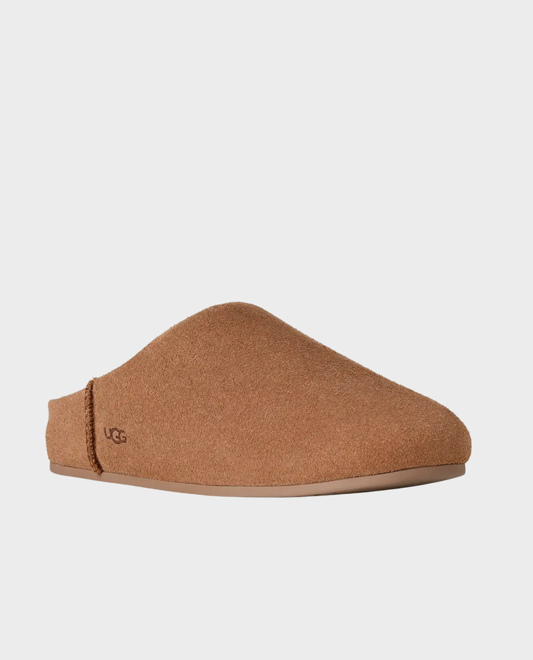 Zamszowe brązowe mule Elea Slip-On z logo - Image #1