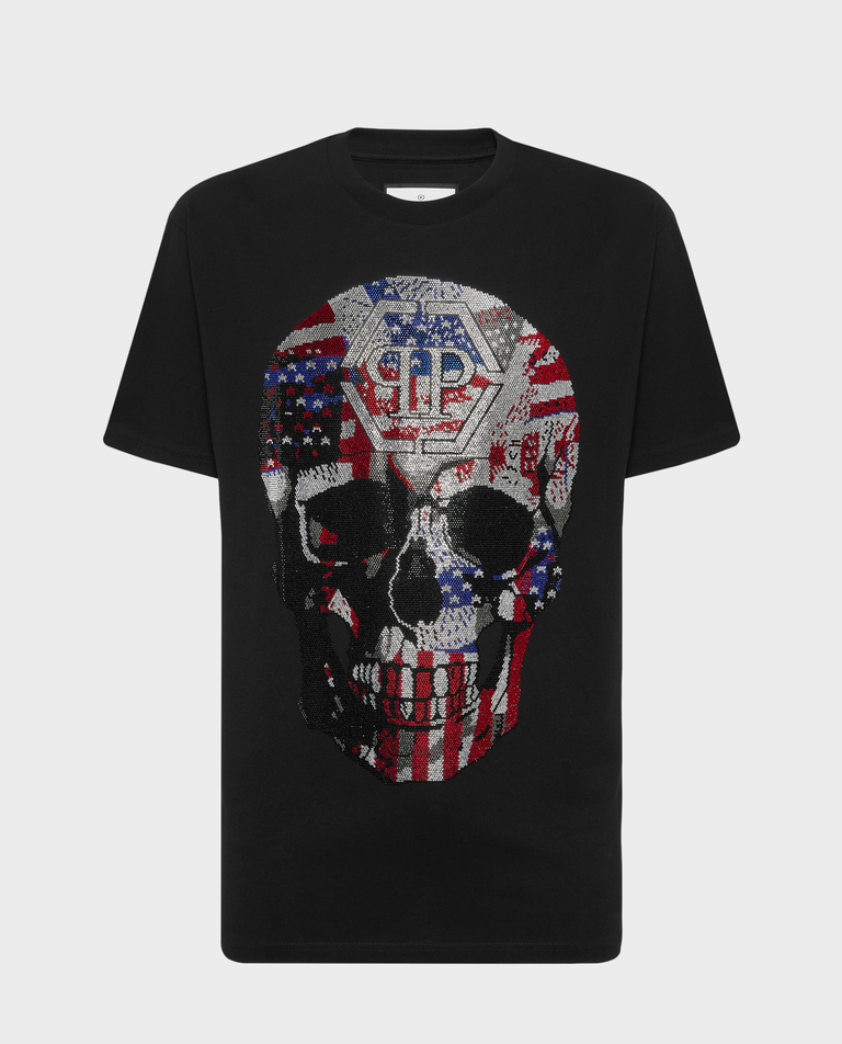 Czarny t-shirt z czaszką America