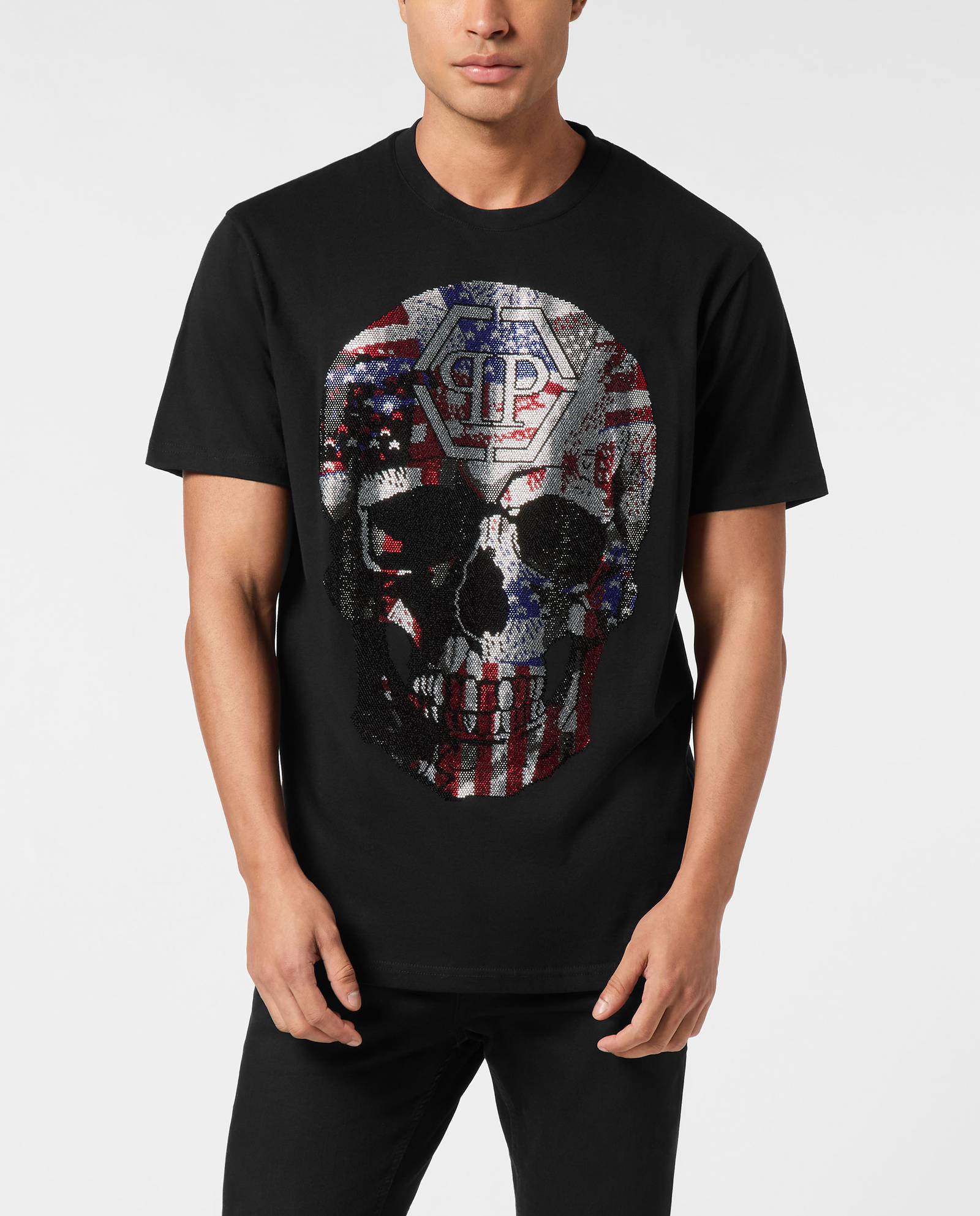 Czarny t-shirt z czaszką America - Image #0