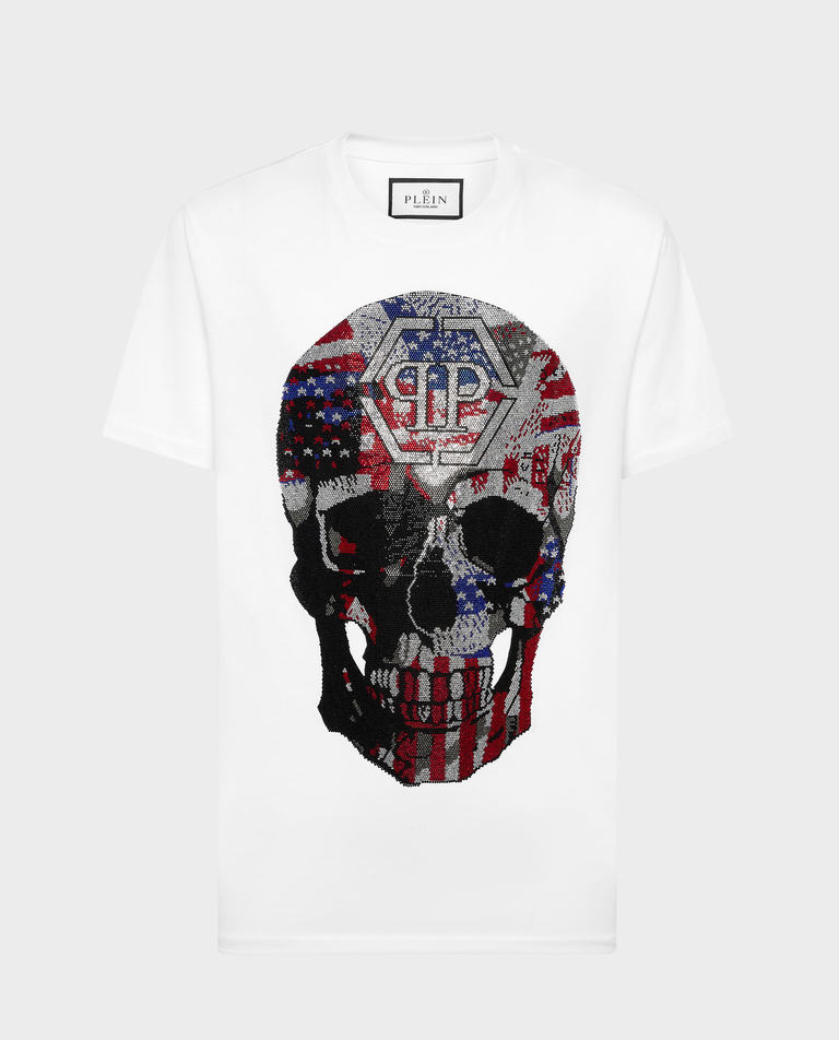 Biały t-shirt z czaszką America
