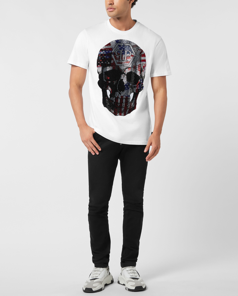 Biały t-shirt z czaszką America - Image #2