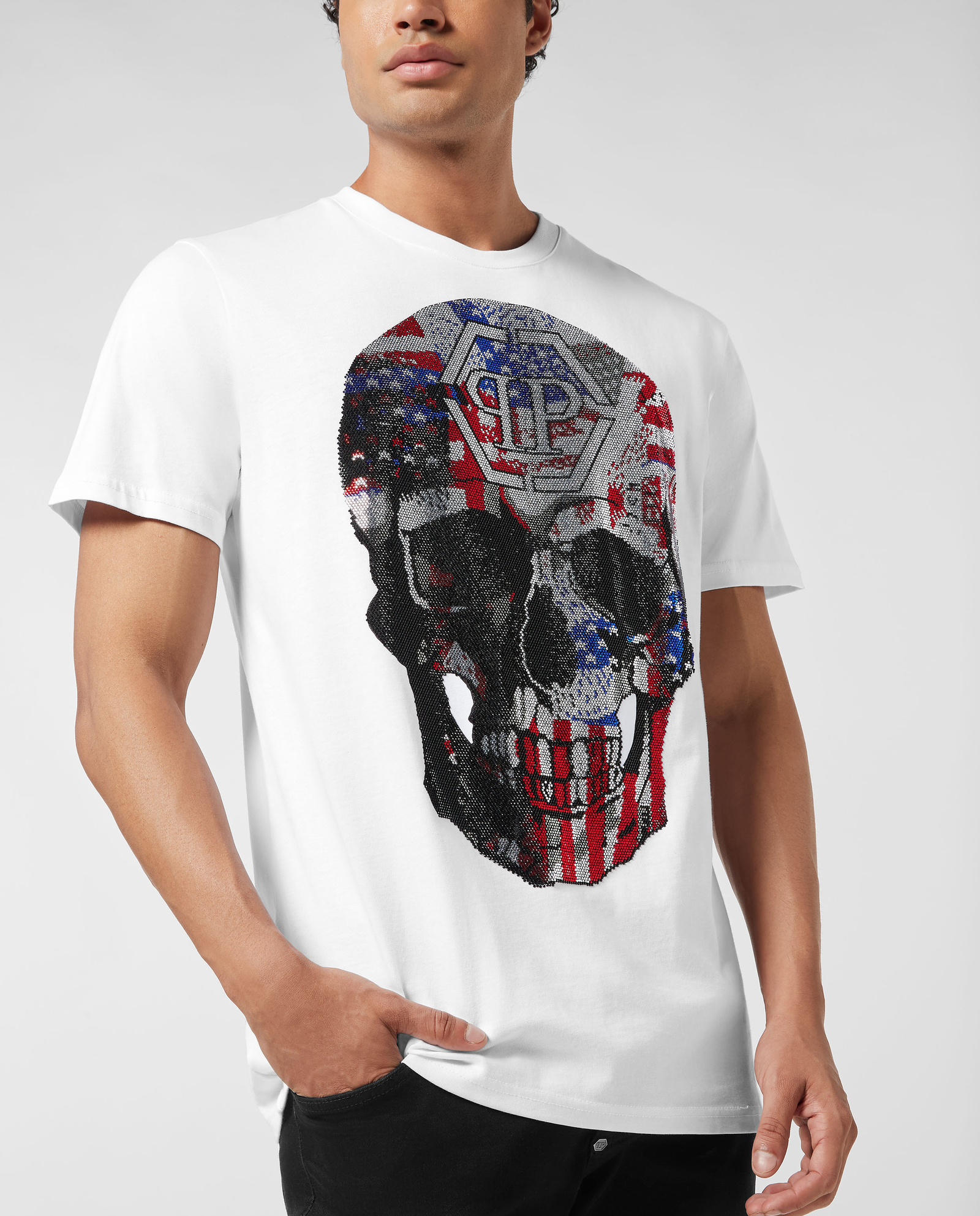 Biały t-shirt z czaszką America - Image #3
