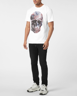Biała koszulka z grafiką Skull America - Image #2