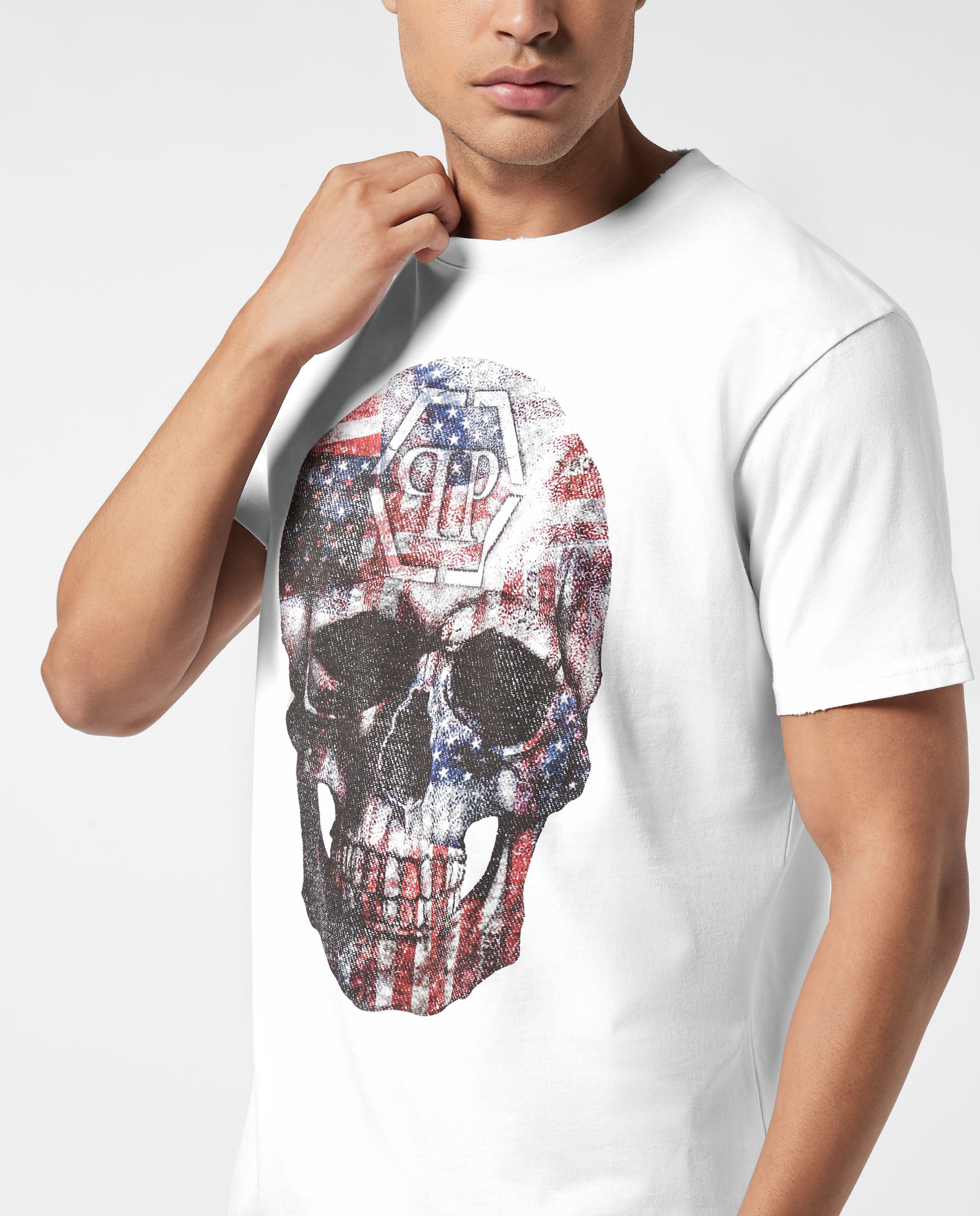 Biała koszulka z grafiką Skull America - Image #4