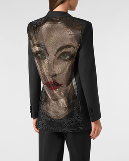 Czarna marynarka Boyfriend Fit Face Strass - Image #3