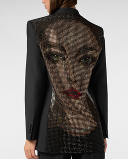 Czarna marynarka Boyfriend Fit Face Strass - Image #4