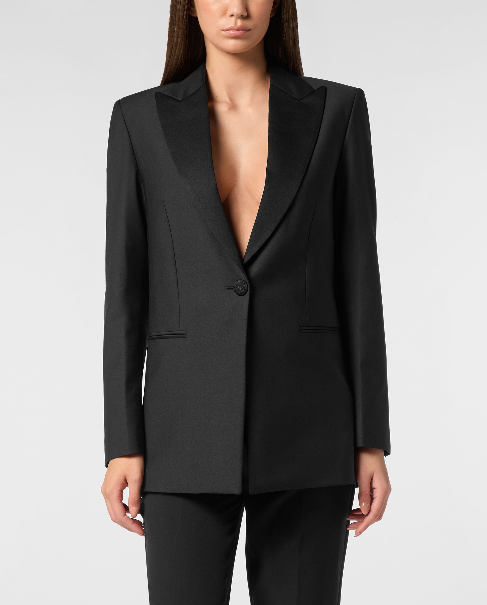 Czarna marynarka Boyfriend Fit Face Strass - Image #0