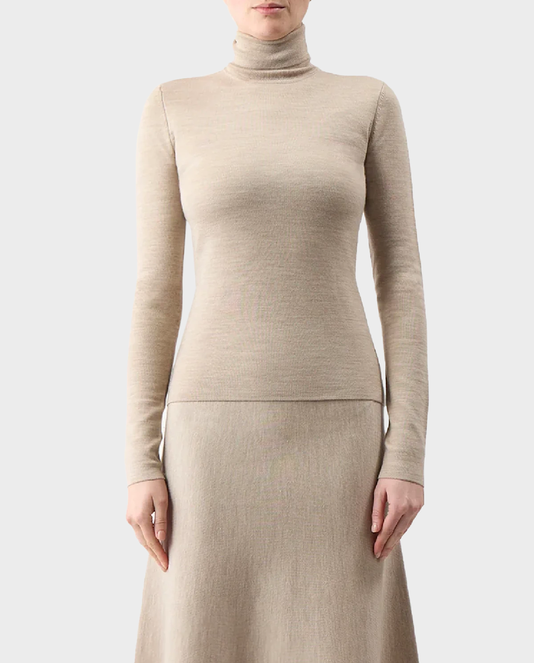 Beżowy sweter z golfem May - Image #0