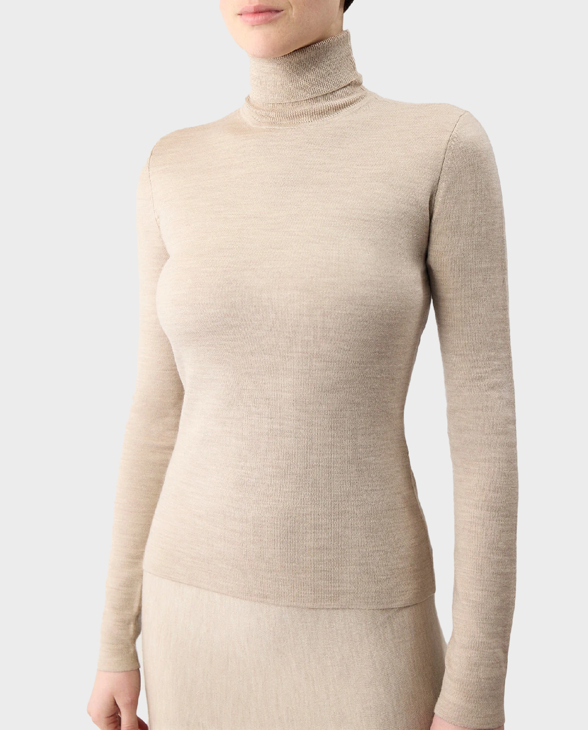 Beżowy sweter z golfem May - Image #4