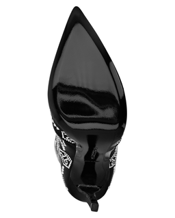 Czarne satynowe kozaki z monogramem - Image #6