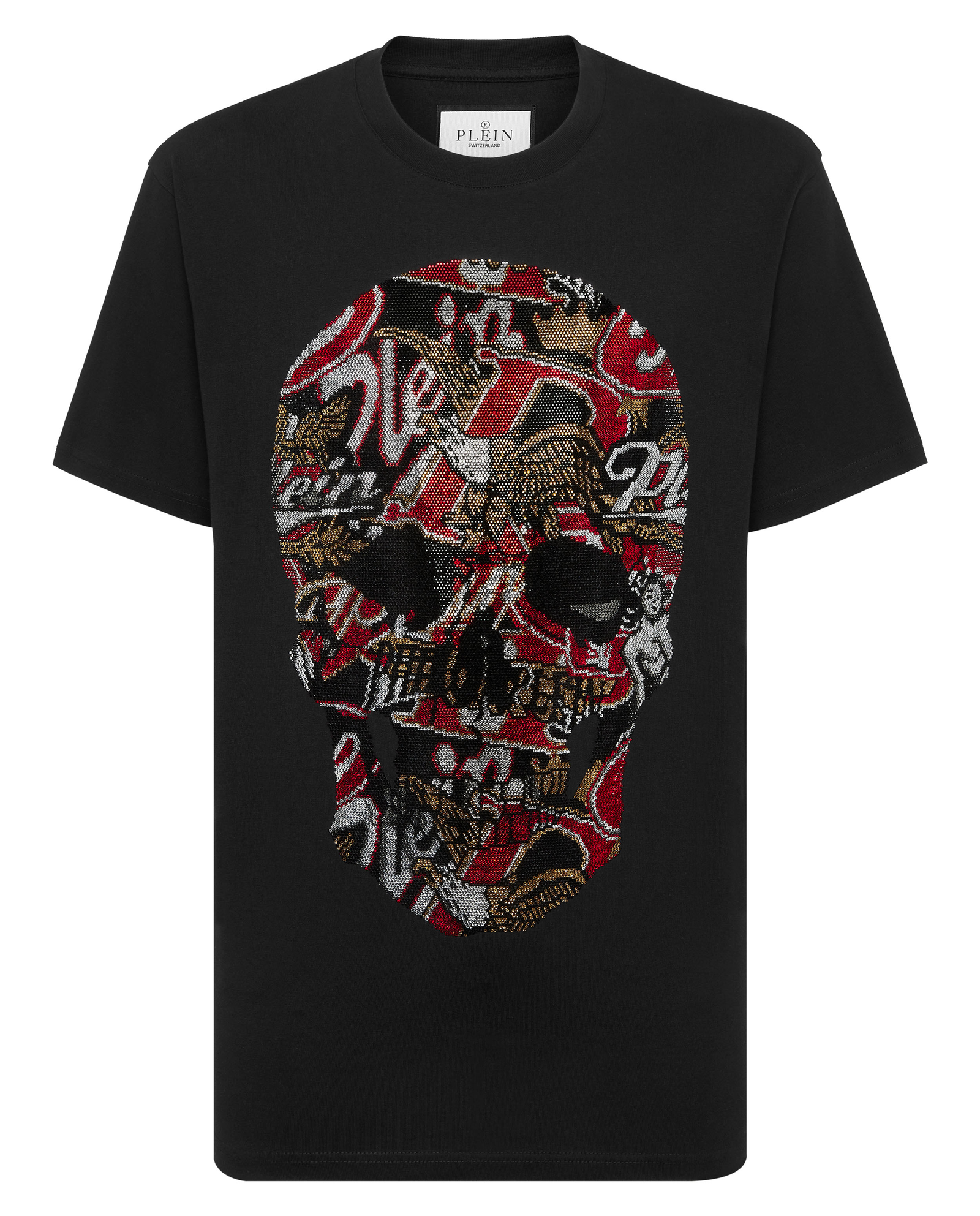 Czarny t-shirt z ozdobnym motywem czaszki - Image #1