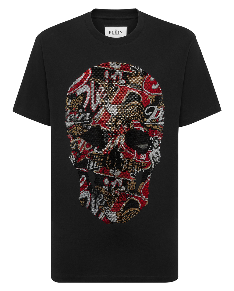 Czarny t-shirt z ozdobnym motywem czaszki