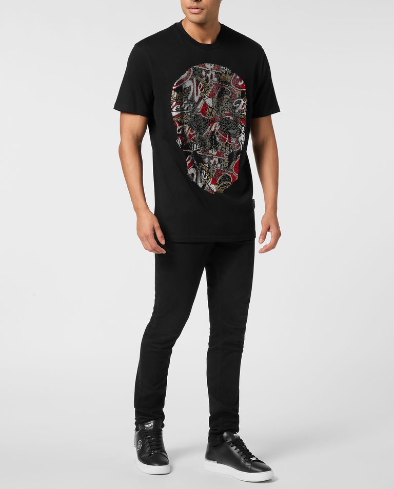 Czarny t-shirt z ozdobnym motywem czaszki - Image #2