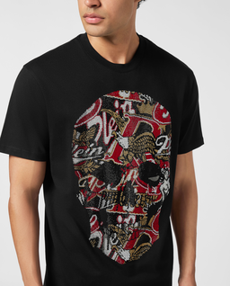 Czarny t-shirt z ozdobnym motywem czaszki - Image #3