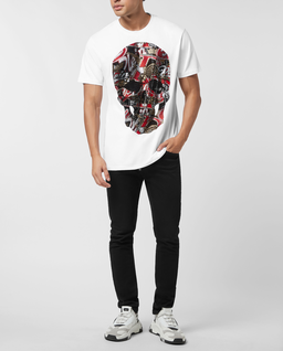 Biały t-shirt z ozdobnym motywem czaszki - Image #2