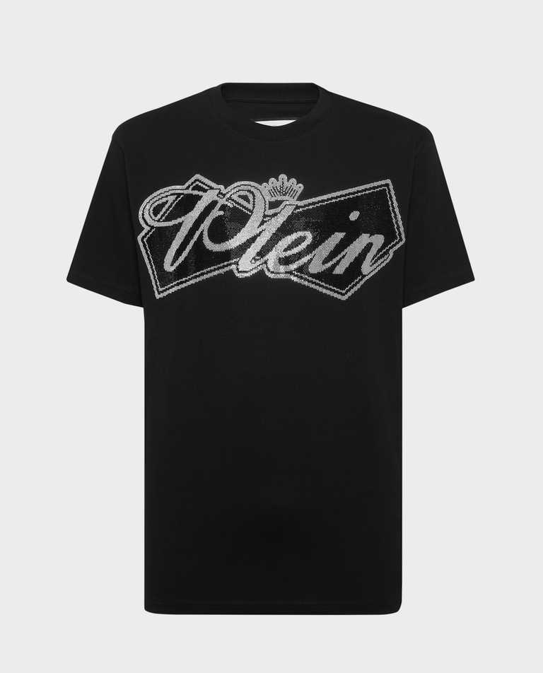 Czarny t-shirt z ozdobnym logo