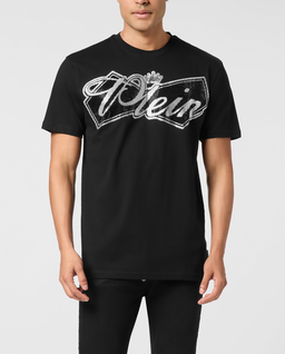 Czarny t-shirt z ozdobnym logo - Image #0