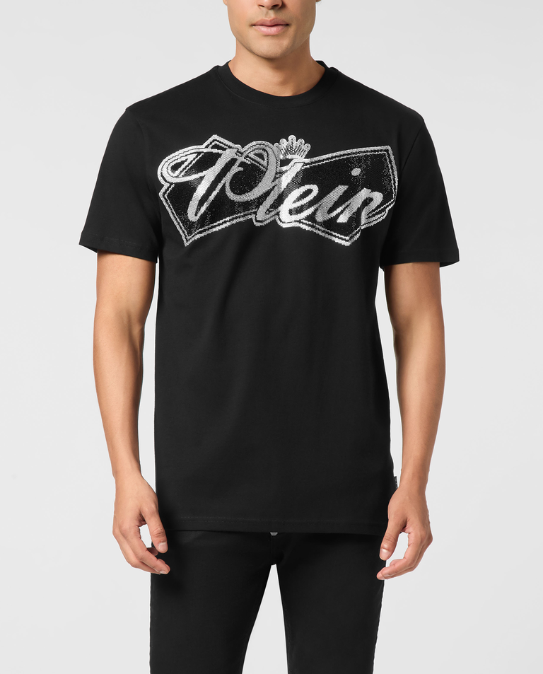 Czarny t-shirt z ozdobnym logo