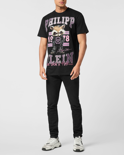 Czarny t-shirt z nadrukiem College Raccoon Stones - Image #2