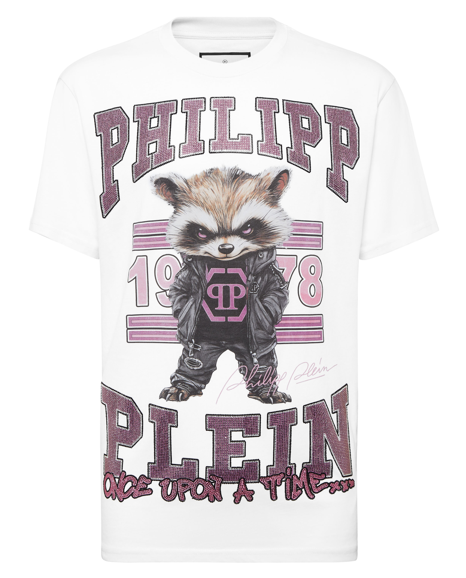 Biały t-shirt z nadrukiem College Raccoon Stones - Image #1