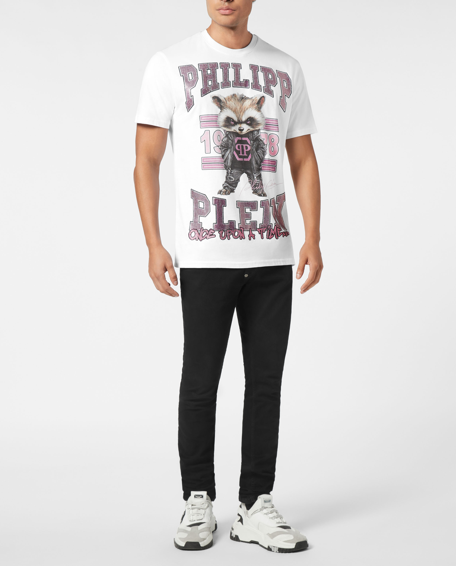 Biały t-shirt z nadrukiem College Raccoon Stones - Image #2