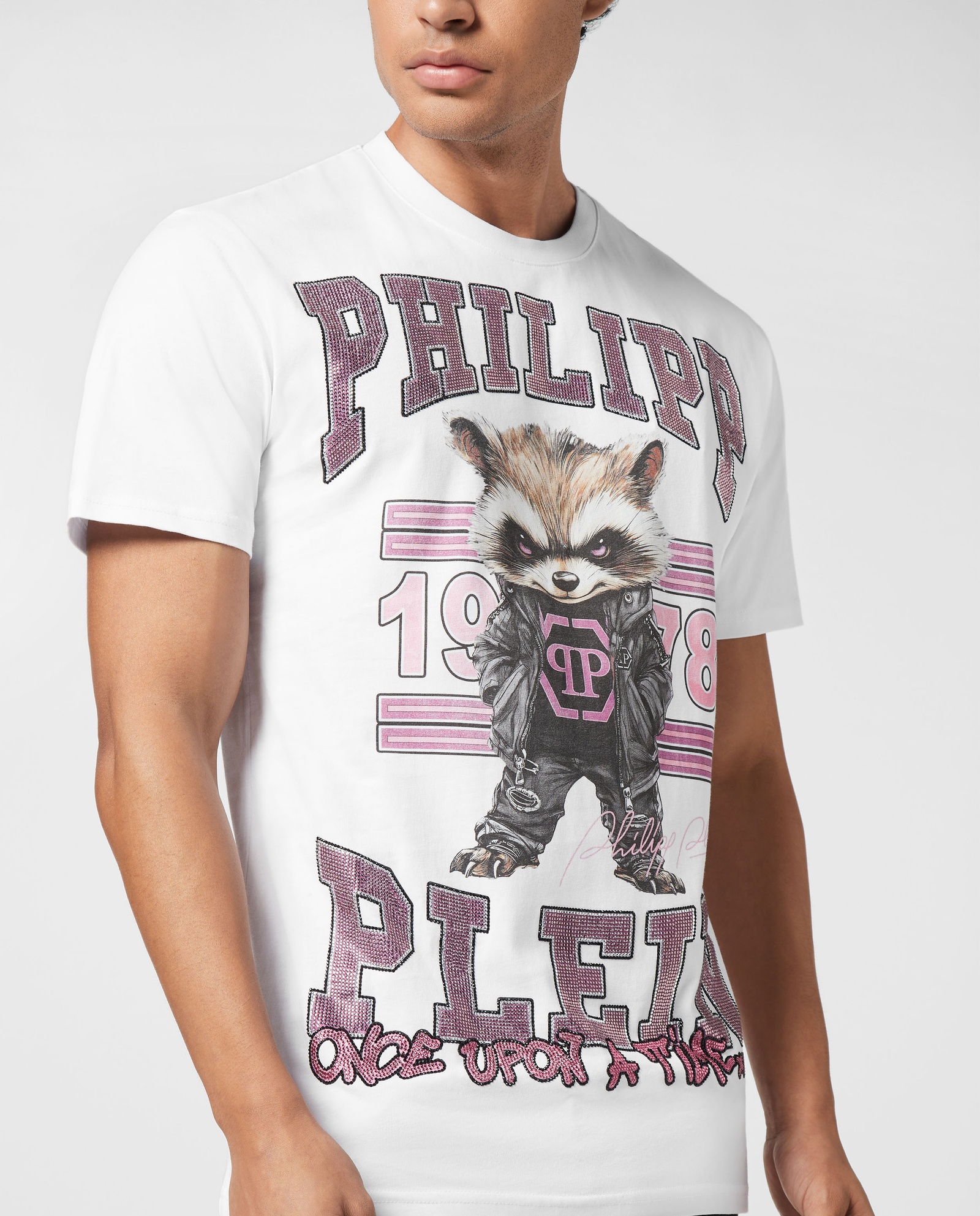 Biały t-shirt z nadrukiem College Raccoon Stones - Image #4