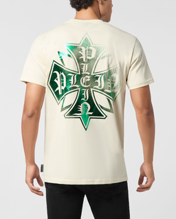 Beżowy t-shirt z logo - Image #3