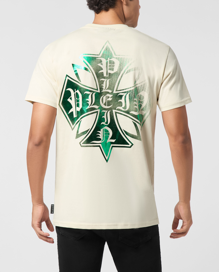 Beżowy t-shirt z logo - Image #3