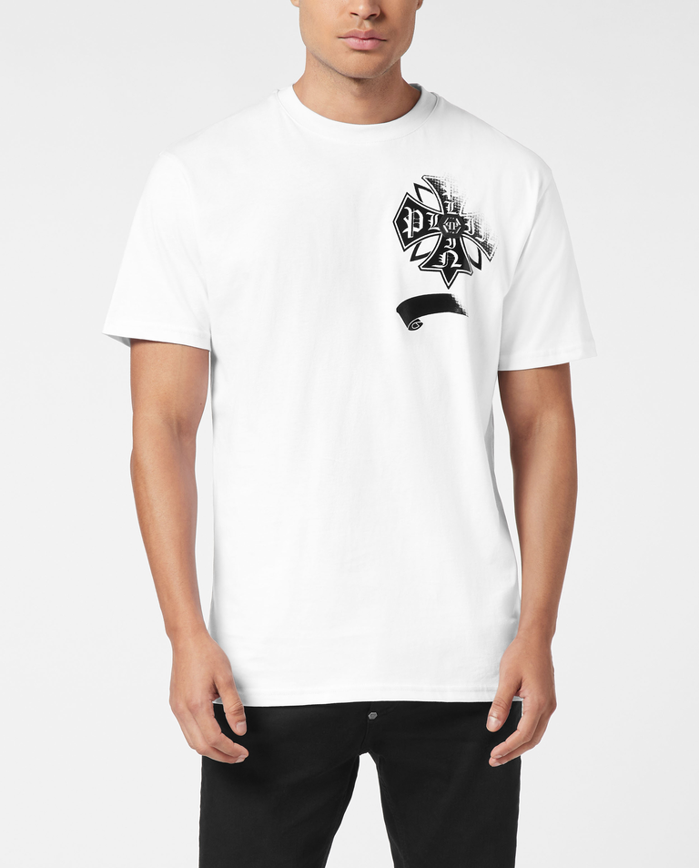 Biała koszulka z okrągłym dekoltem