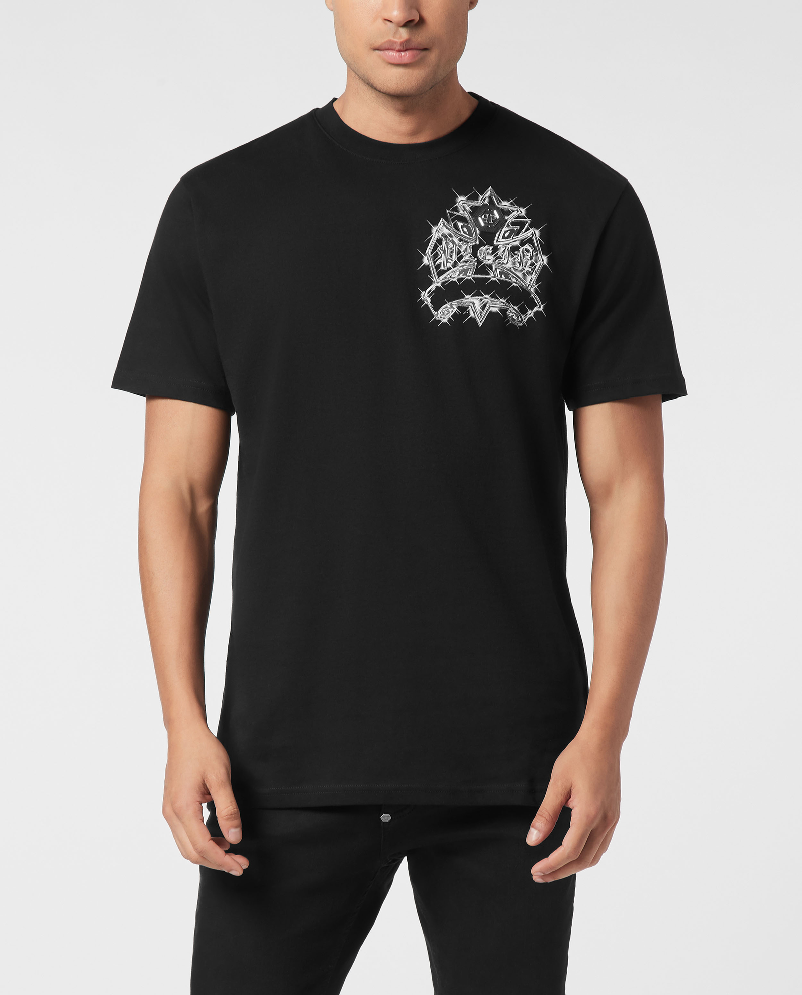 Czarny t-shirt Vintage Crest and Skull - Image #0