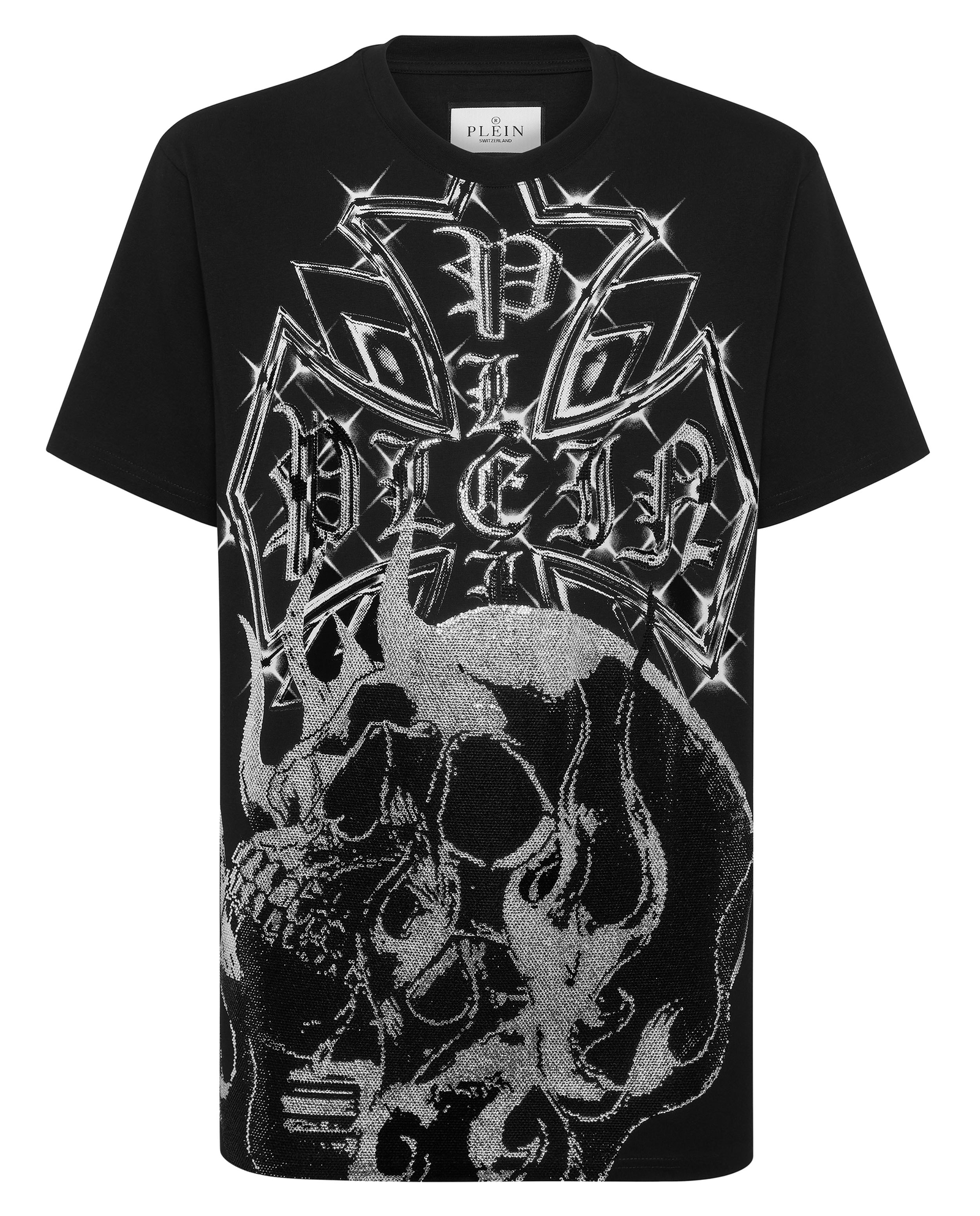 Czarny t-shirt Chrome Crest Skull - Image #4