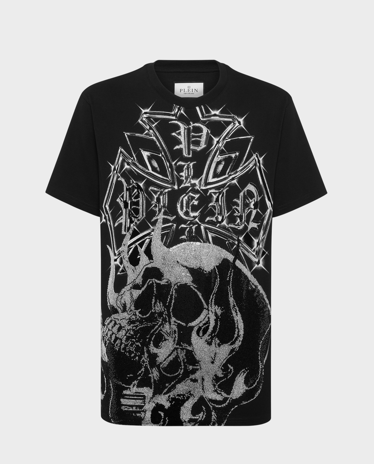 Czarny t-shirt Chrome Crest Skull