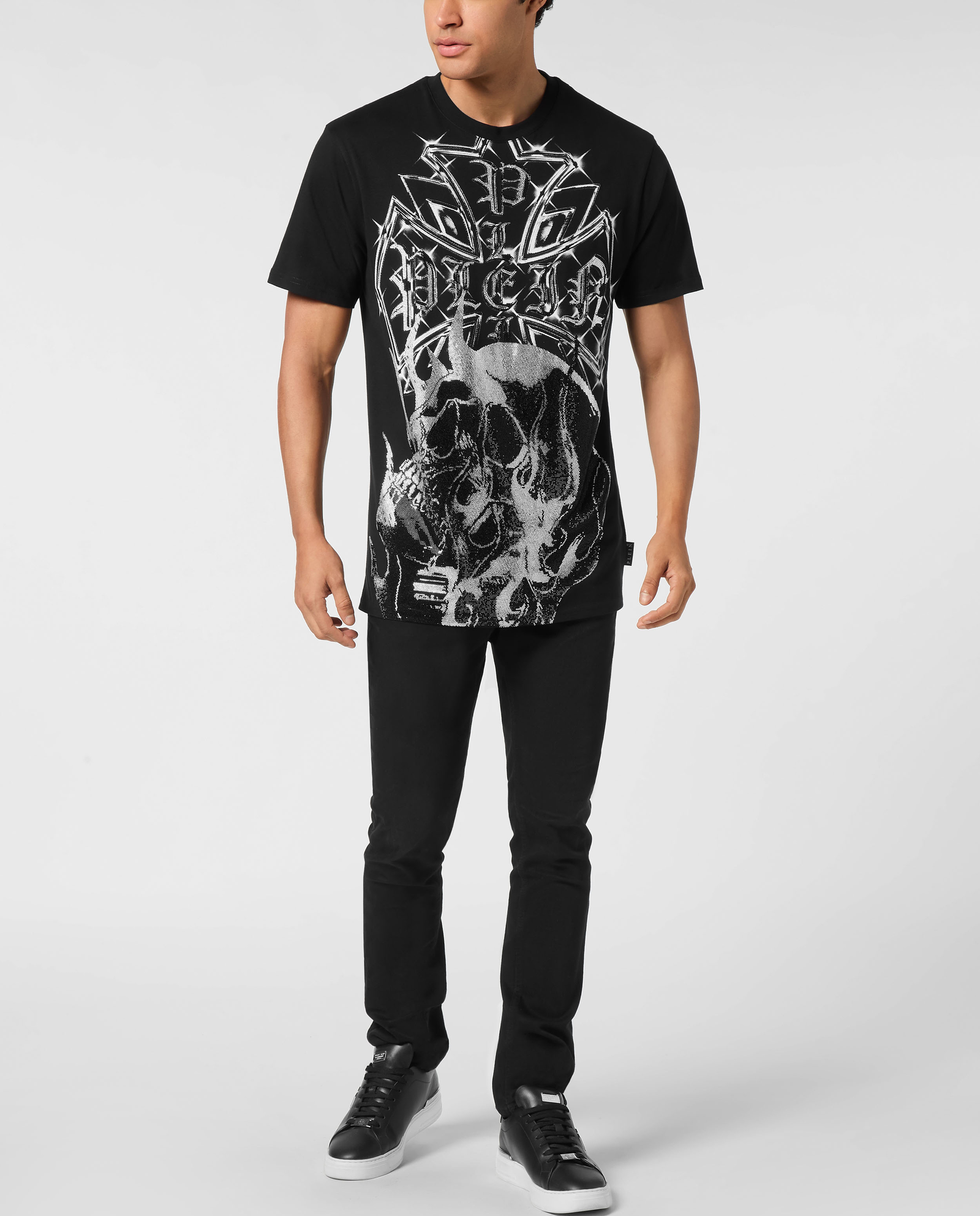 Czarny t-shirt Chrome Crest Skull - Image #2