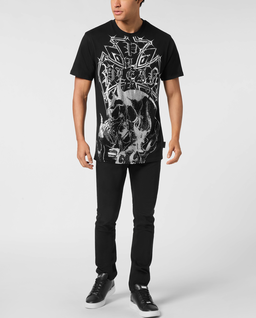 Czarny t-shirt Chrome Crest Skull - Image #2