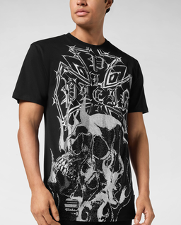 Czarny t-shirt Chrome Crest Skull - Image #3