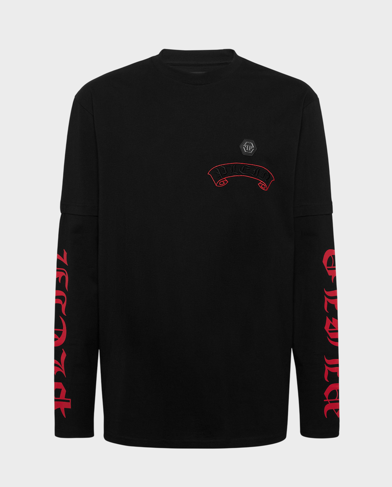 Czarny longsleeve z podwójnym rękawem