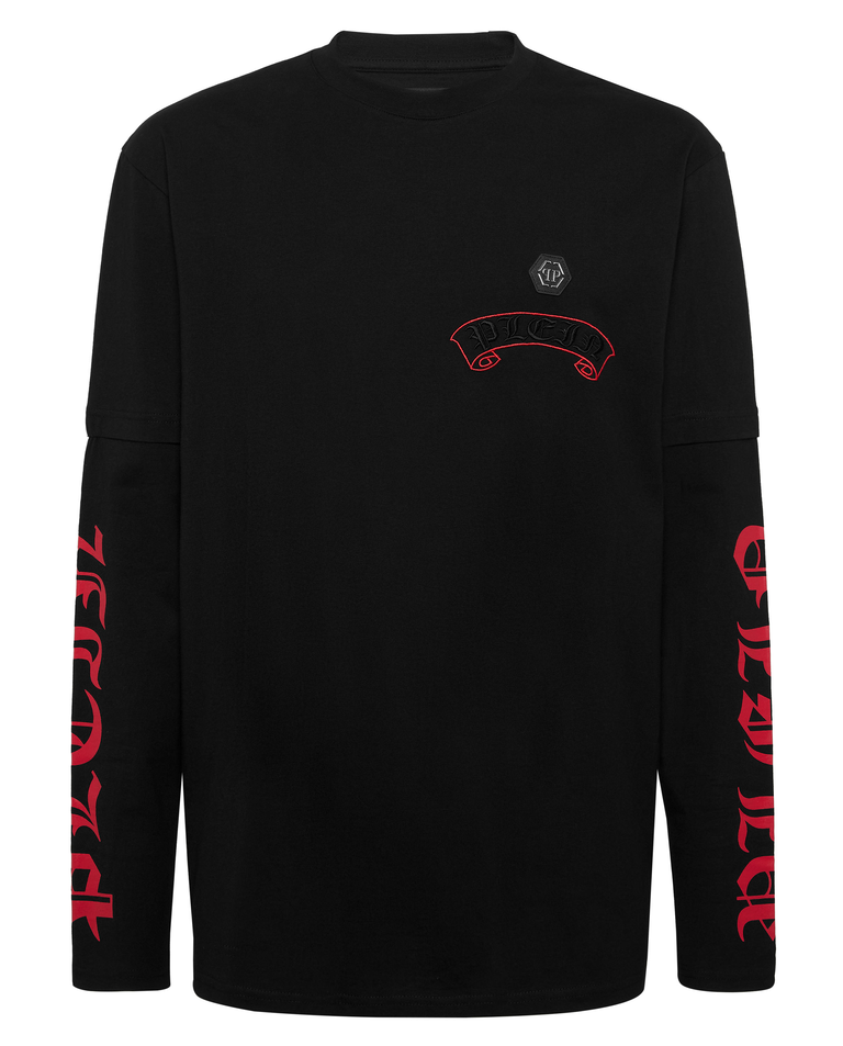 Czarny longsleeve z podwójnym rękawem