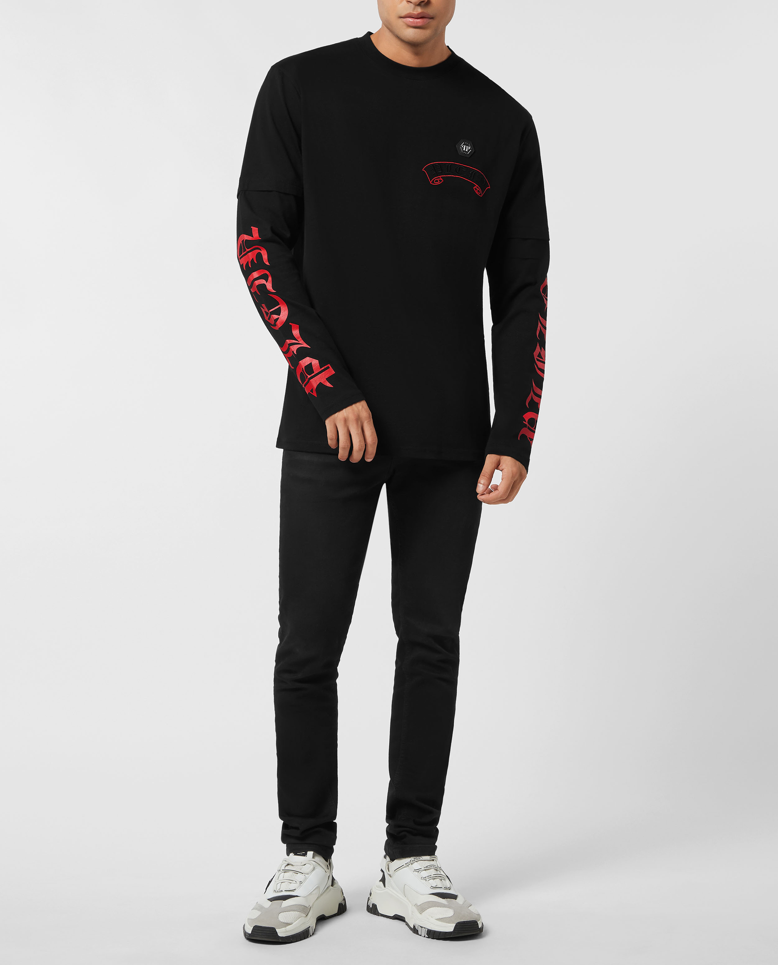 Czarny longsleeve z podwójnym rękawem - Image #2