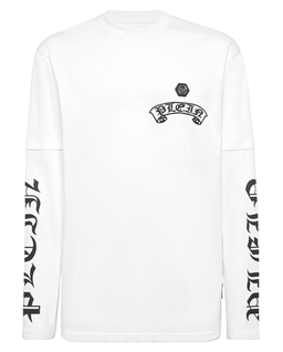 Biały longsleeve z podwójnym rękawem - Image #1