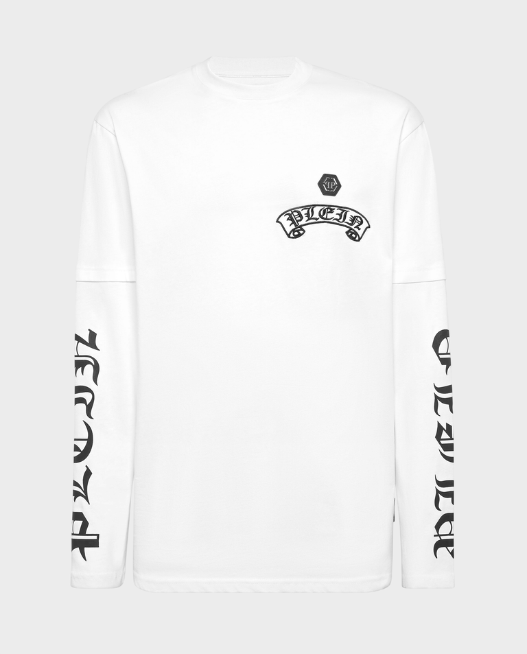 Biały longsleeve z podwójnym rękawem