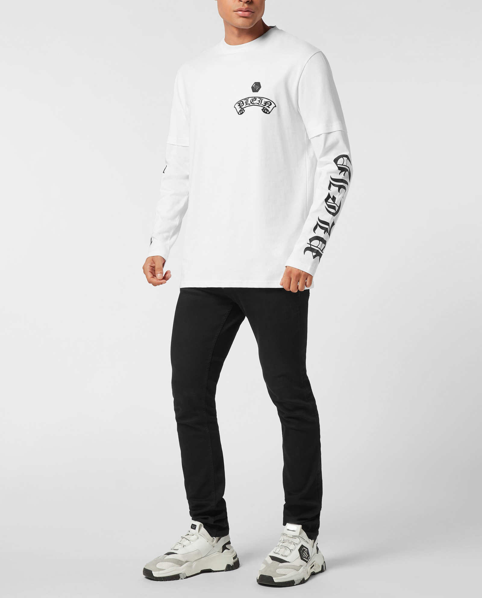 Biały longsleeve z podwójnym rękawem - Image #2