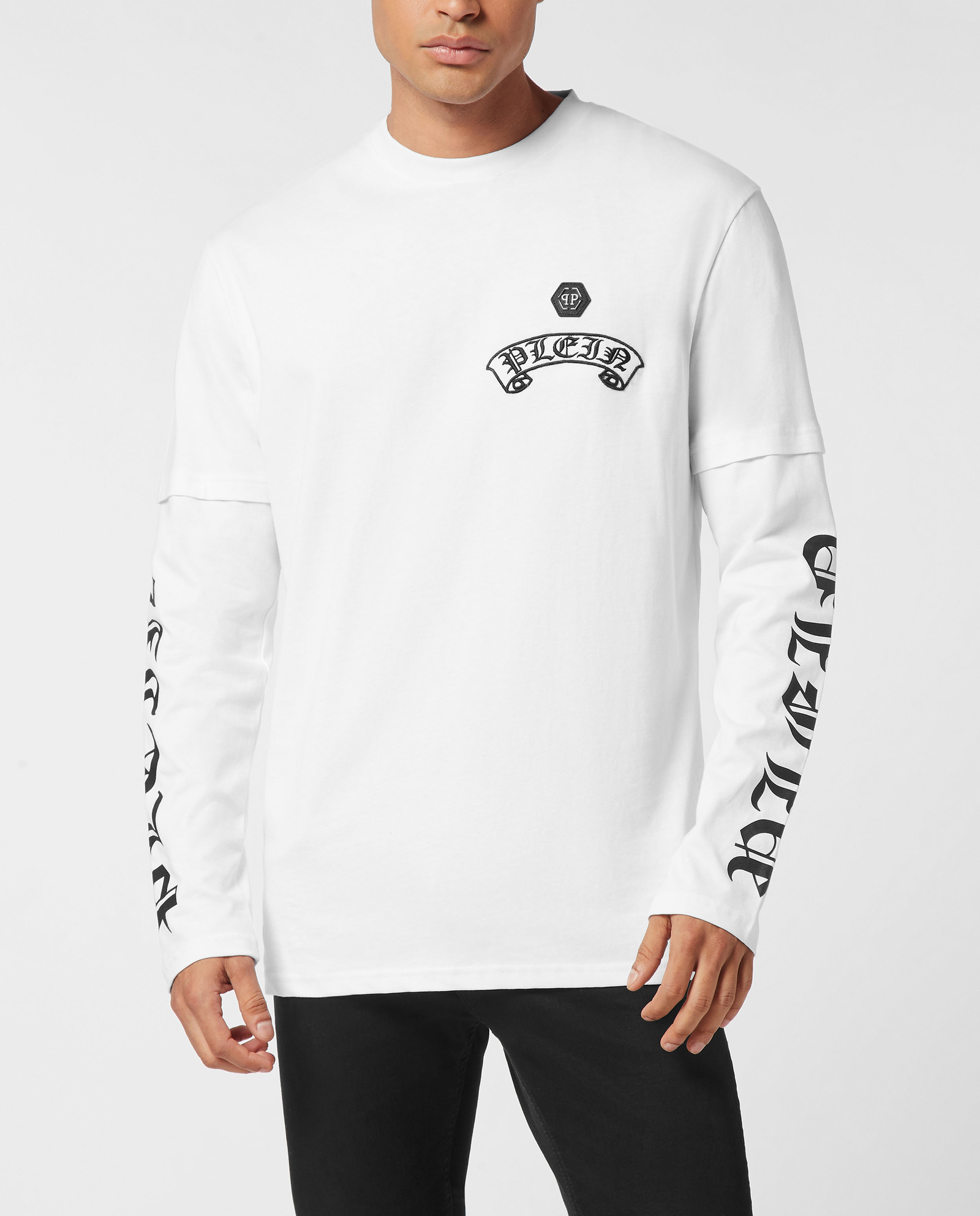 Biały longsleeve z podwójnym rękawem - Image #0